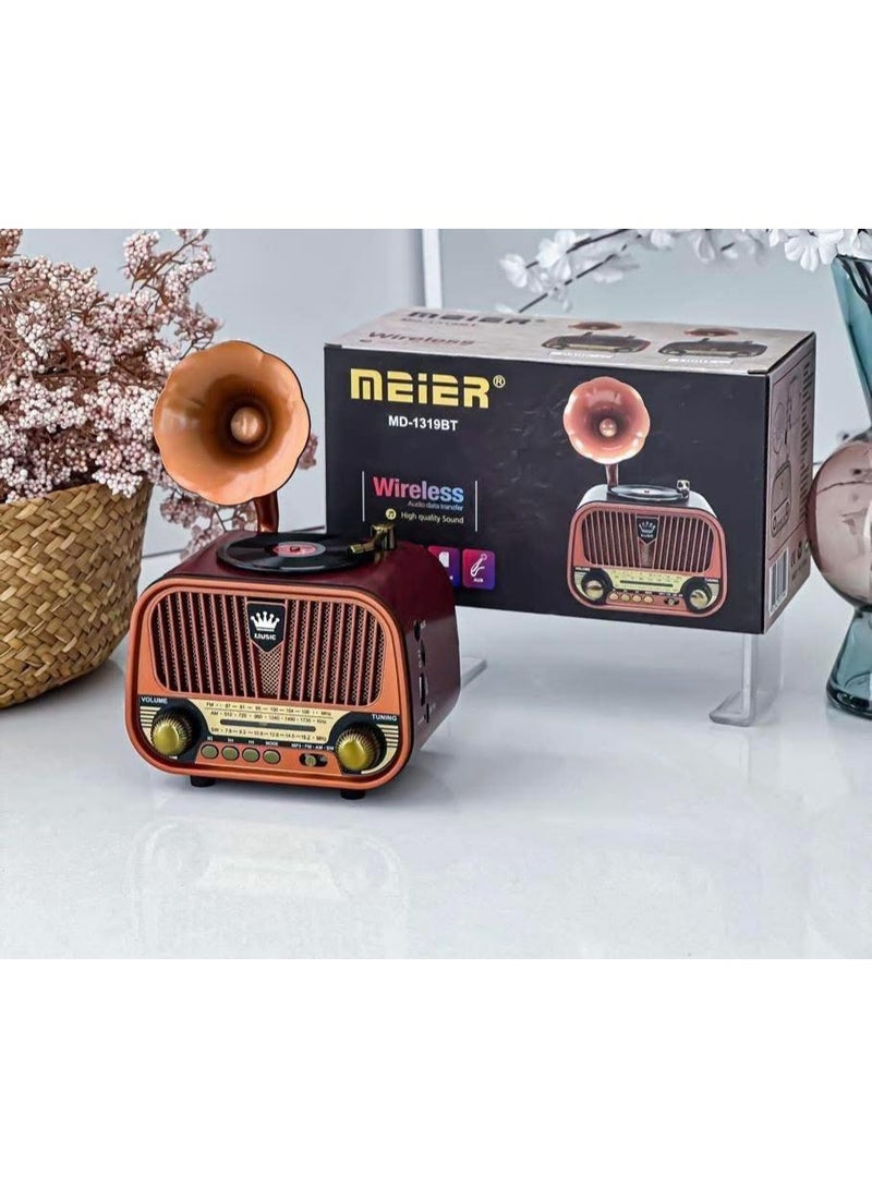 Meier Meyer MD-1319 BT Rechargeable Radio, a classic-design portable desktop radio operating on AM/FM and SW bands - Image 2